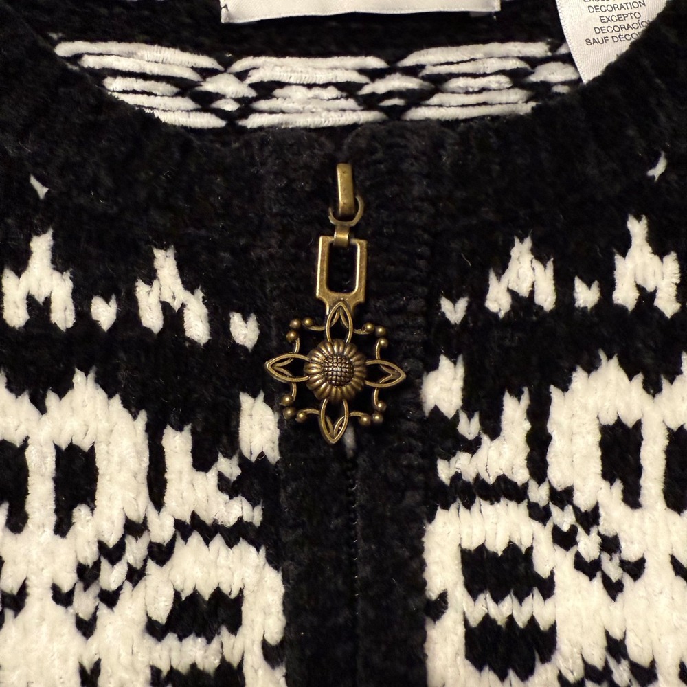 Vintage Alfred Dunner Embroidered Skater Zip Women's Holiday Cardigan M - Picture 4 of 5